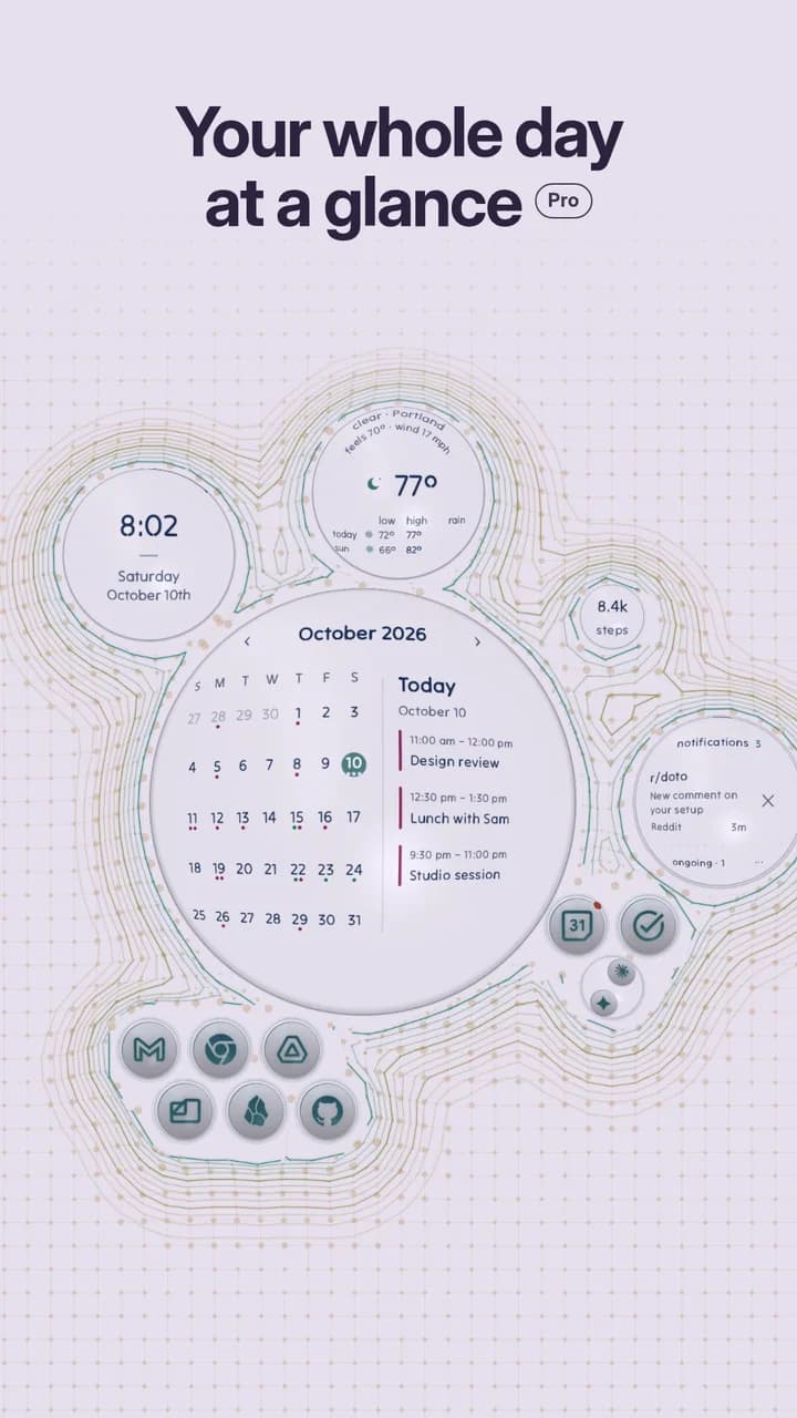 Your whole day at a glance. Pro.