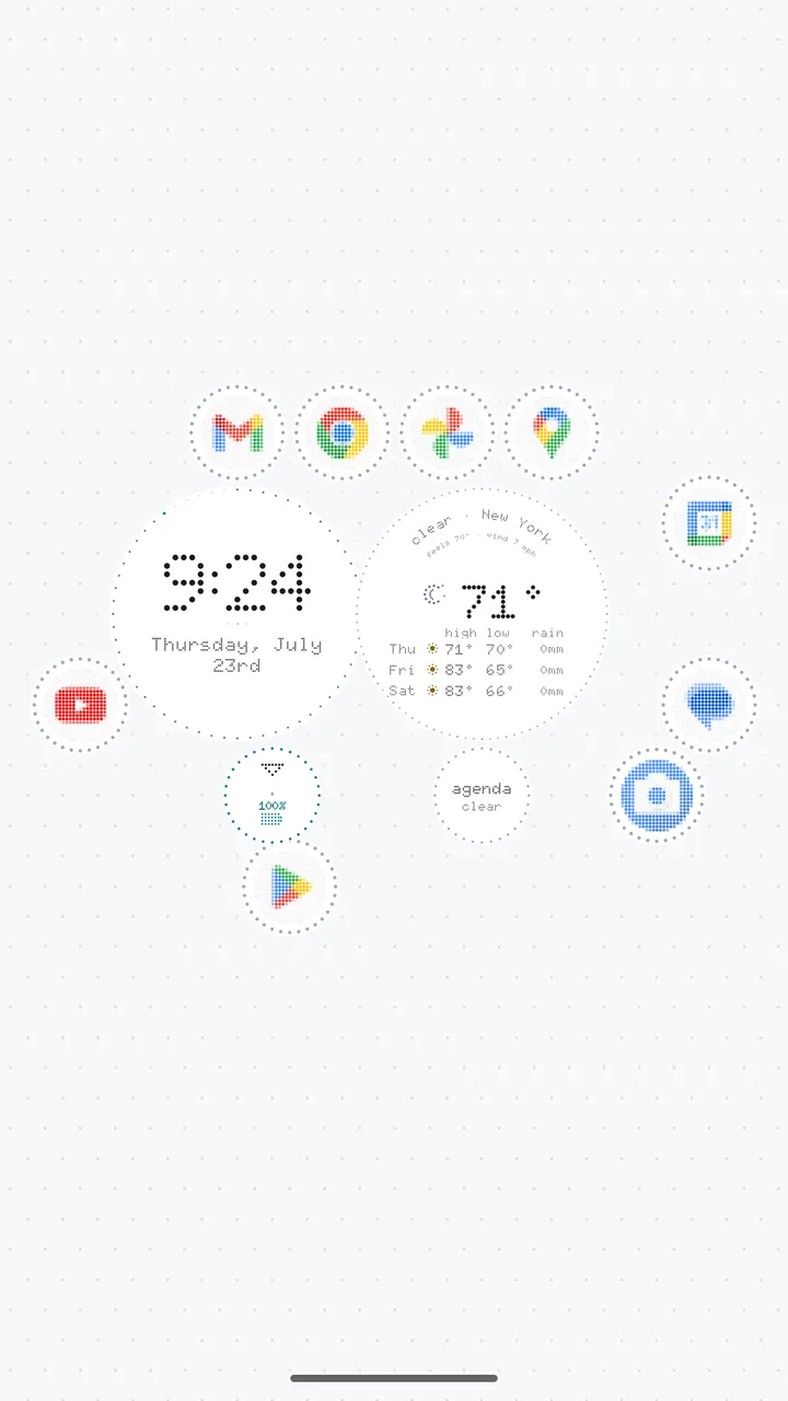 The home screen in a light theme
