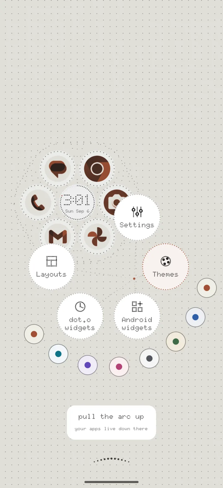 Home menu after: the color choices curve around the buttons without covering them