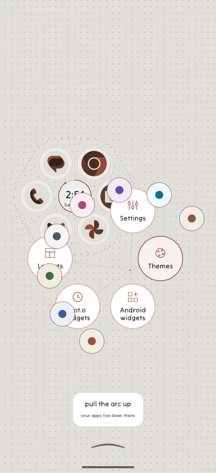 Home menu before: round color choices overlap the menu buttons